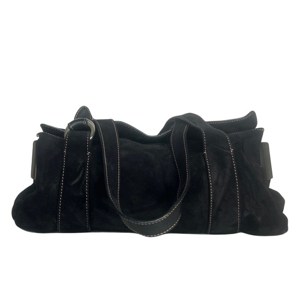 Hogan Black Suede Shoulder Bag | 3 Compartments | Magnetic Closure - Picture 11 of 16